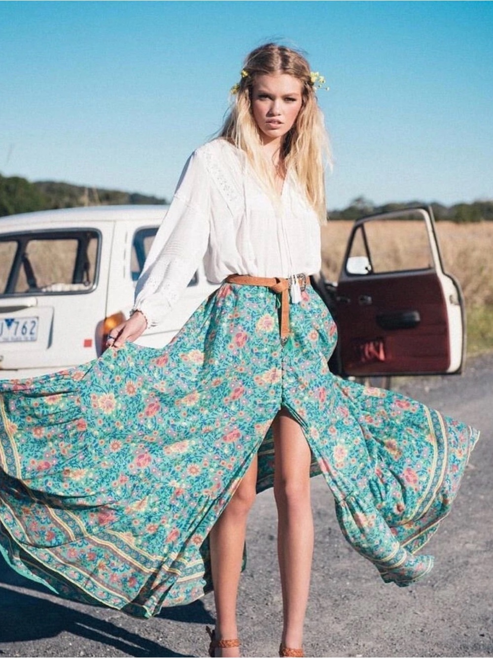 Spell folktown turquoise skirt